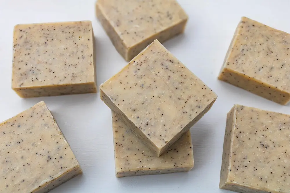 Exfoliating Coffee Soap with ground coffee beans