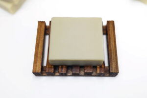 Natural unscented Aloe Vera Soap bar on wooden soap dish