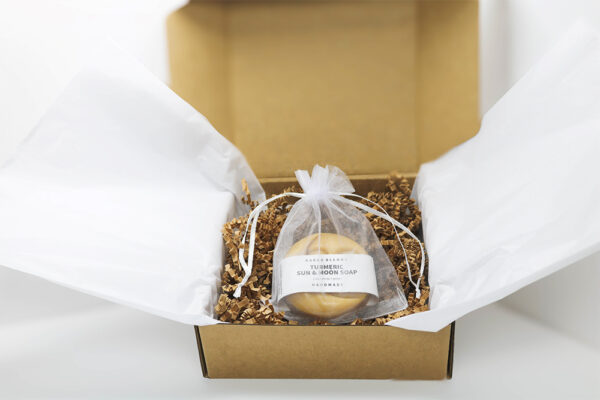 Turmeric Sun and Moon Soap Packaged