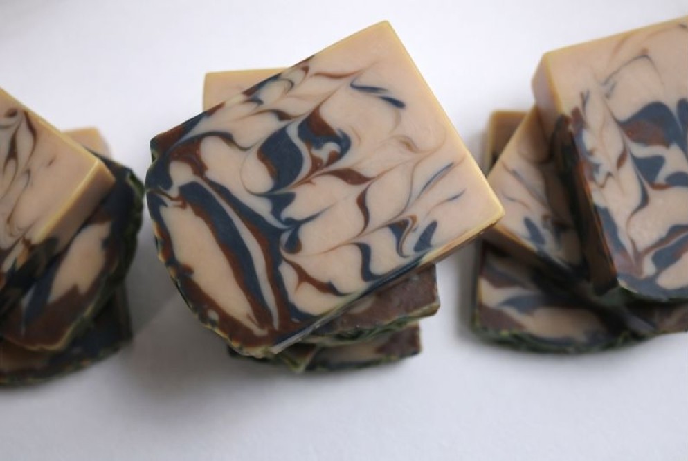 Stacks of Naked Blends Smoked Cedar and Oud Soap